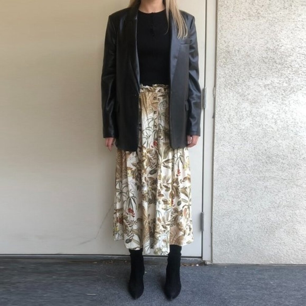 H&M Linen Skirt-Floral-S + 2 OUTFIT OPTIONS